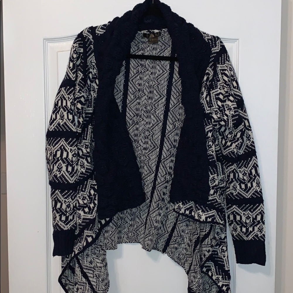Navy and white cardigan